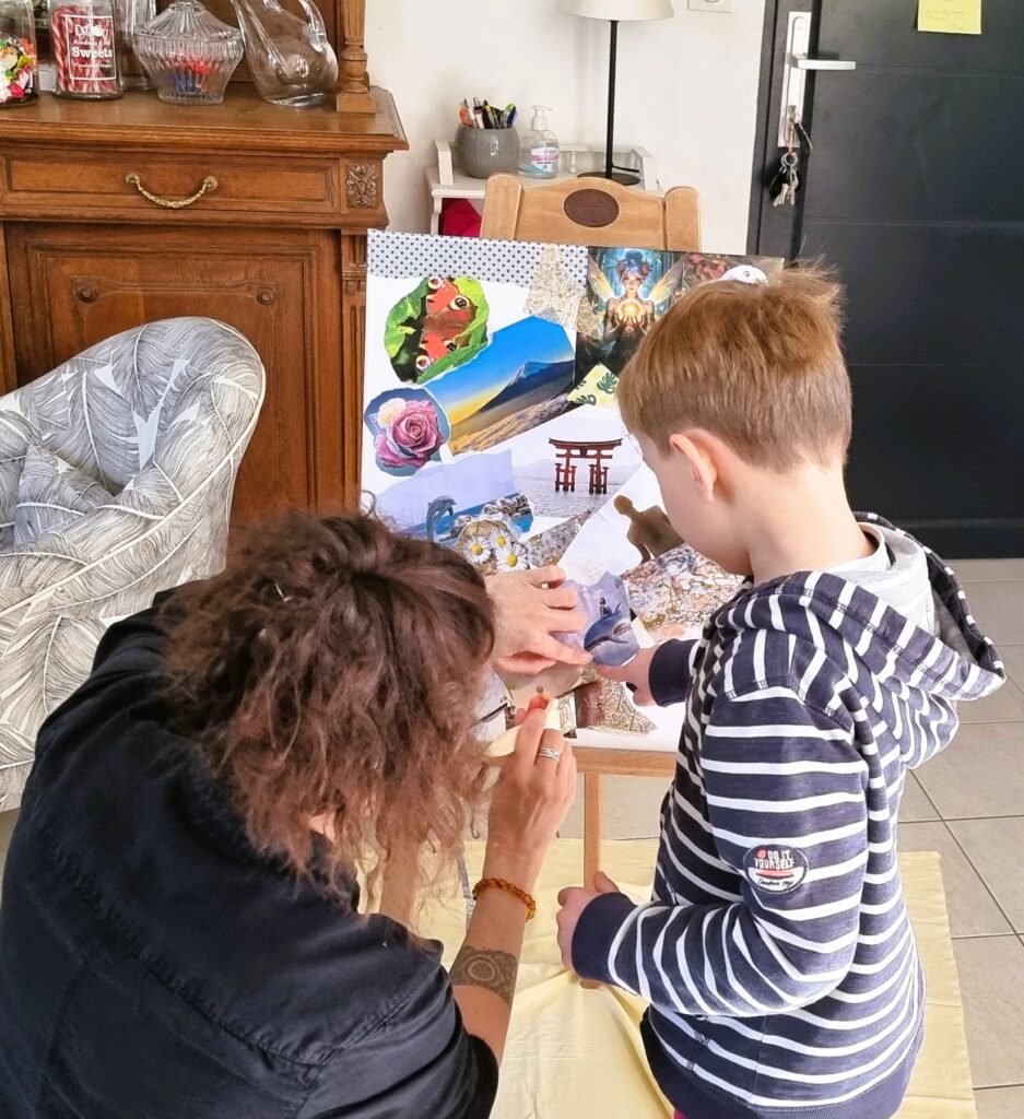 Atelier collage avec Pierre